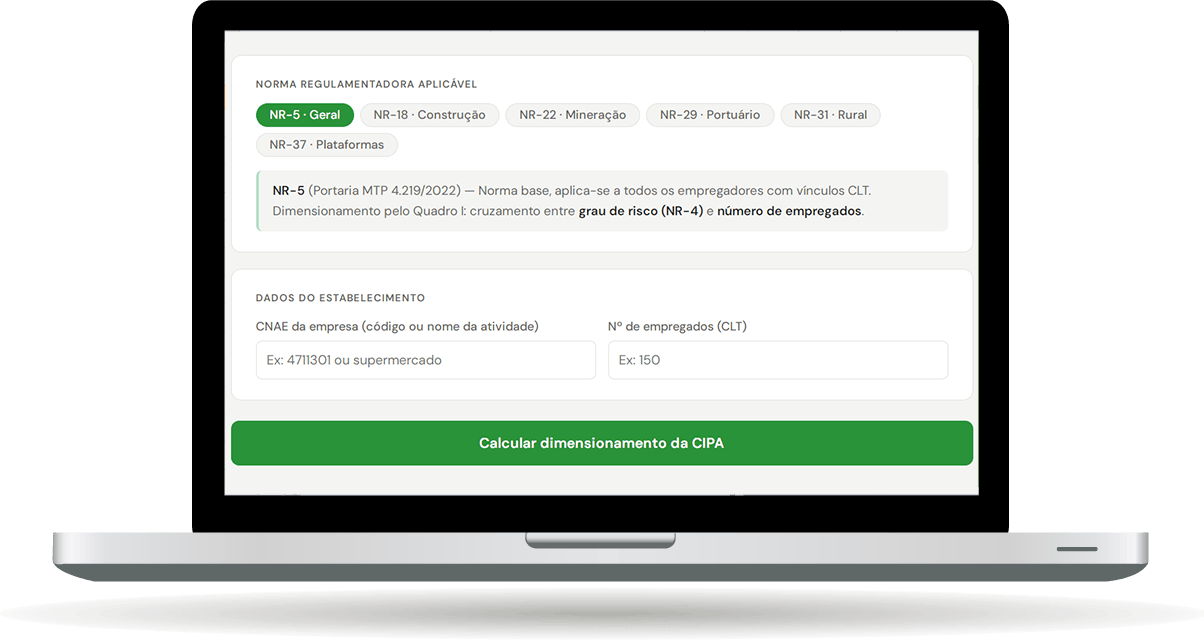Dimensionador da CIPA